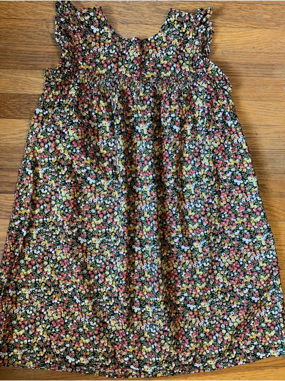 Emile et Ida Girls French Floral A-Line Dress in Black with floral print 12Y